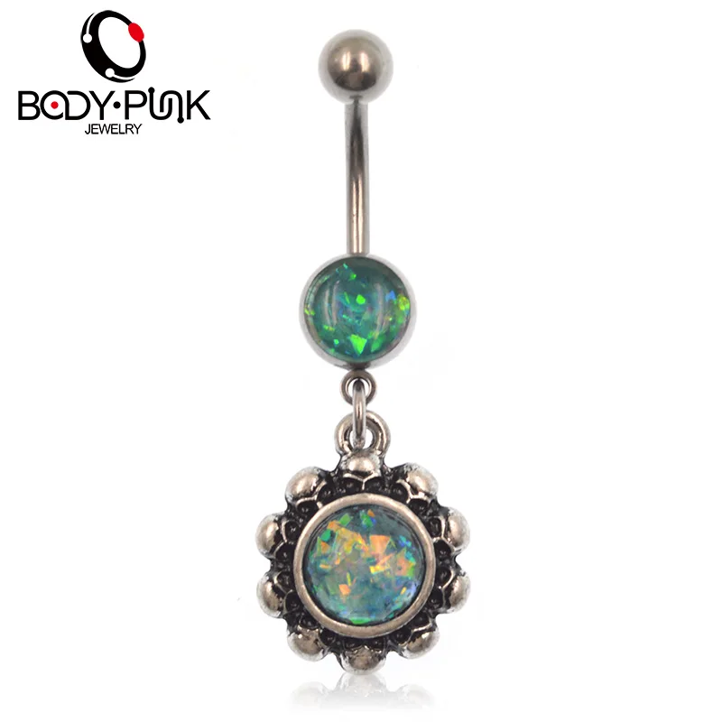 Женское кольцо в стиле панк классический зеленый опал из нержавеющей стали с