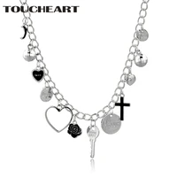 toucheart silver women necklace designer luxury jewelry crystal necklaces pendants statement stainless steel necklace sne190040