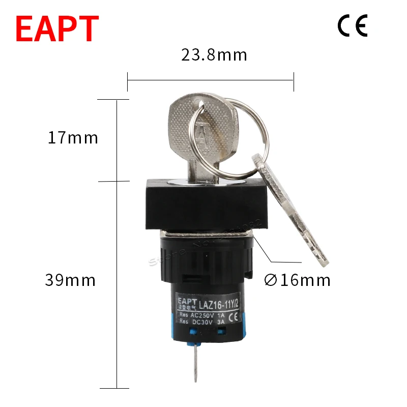 16 мм кнопочный замок поворотная прямоугольная пусковая кнопка переключатель 2