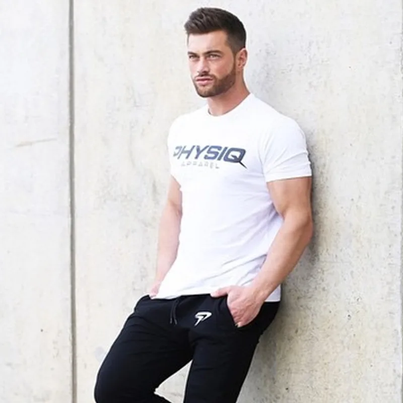 Футболка мужская хлопковая с коротким рукавом для спортзала и фитнеса|cotton t