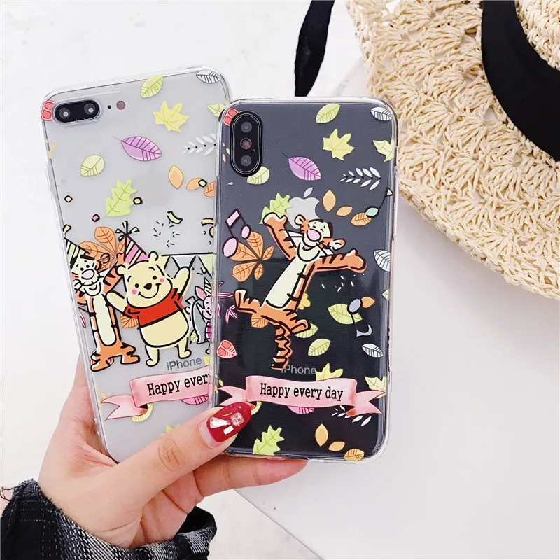 Прекрасный Винни Медведь моды чехол для iPhone6 7 8 Plus X ТПУ Носки с рисунком медведя