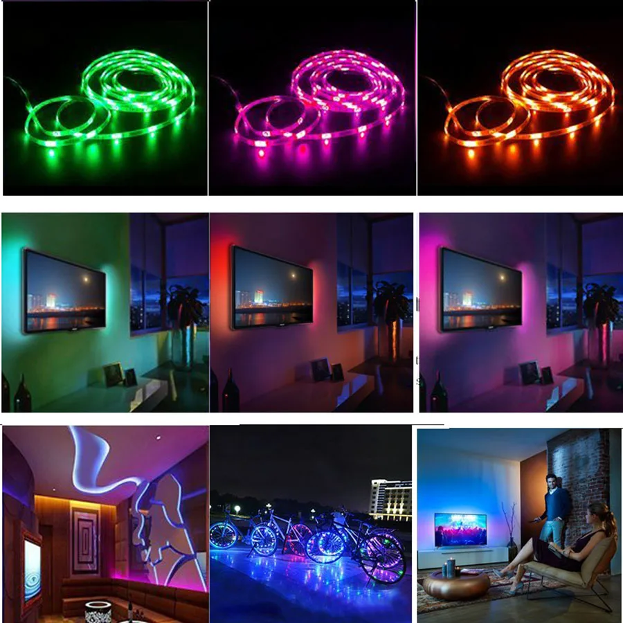 2 м ТВ СВЕТОДИОДНЫЙ светильник RGB DC5V USB лампа SMD 5050 водонепроницаемый гибкий светодиодный светильник с пультом дистанционного управления для ТВ подсветки