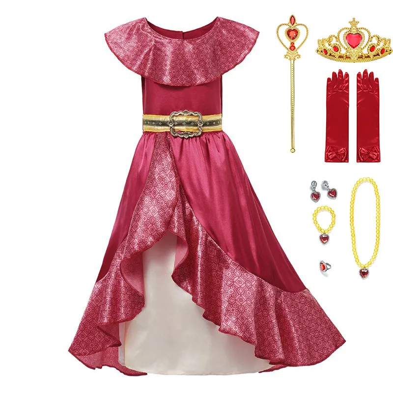 Elena of Avalor/костюм для детей; платье принцессы с поясом и поясом; летние платья для девочек; вечерние платья для костюмированной вечеринки; одежда для пасхи и карнавала - Цвет: Dress Set-3