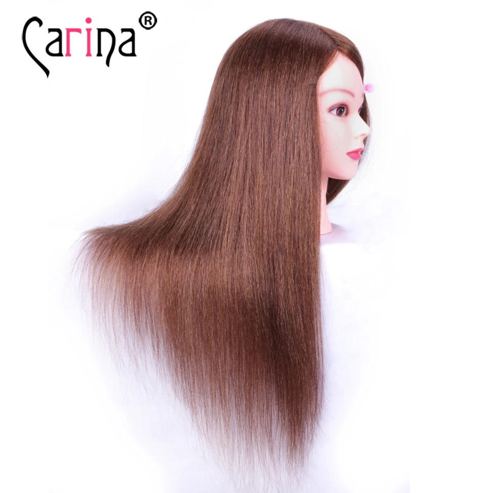 60 см 100% человеческие волосы манекен голова с натуральными волосами