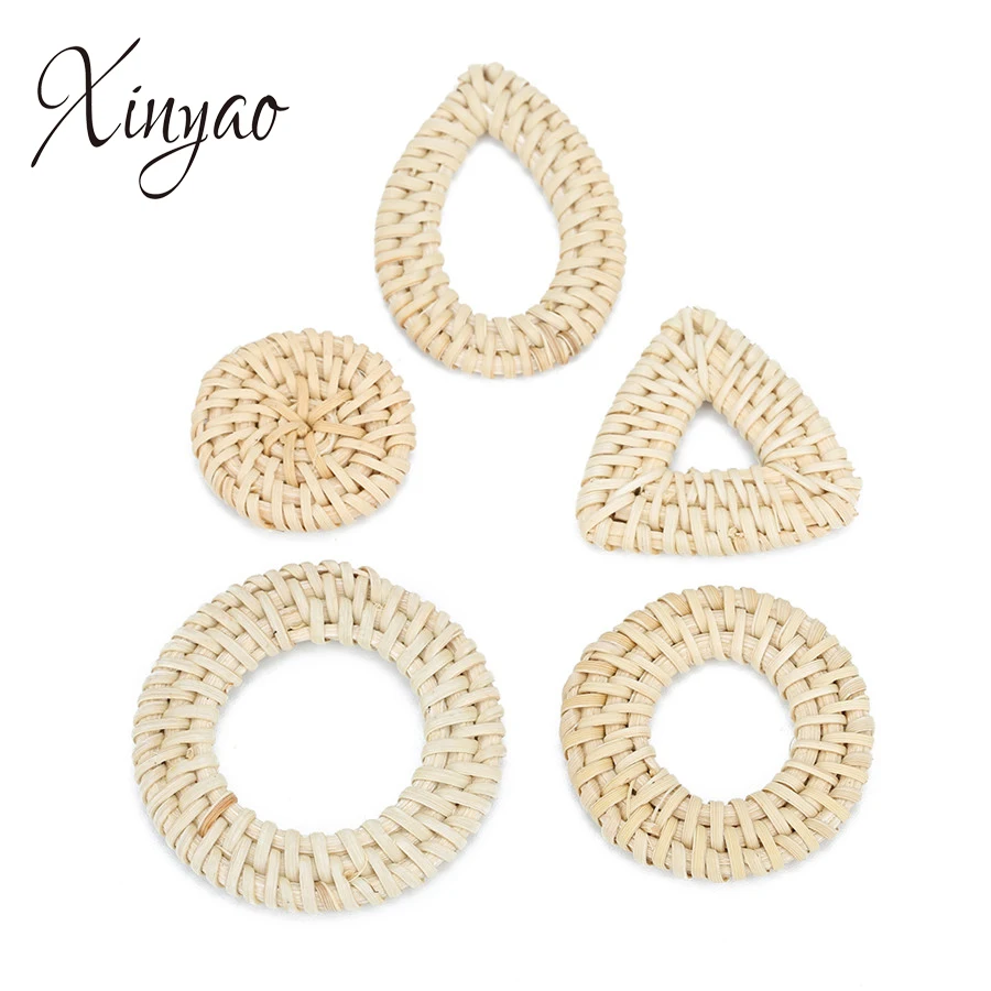 

XINYAO 2Pcs/lot 50mm 42mm 31mm 50x35mm Jewelry Accessories DIY Handmade Rattan Charm Embellishments Earring Findings Components