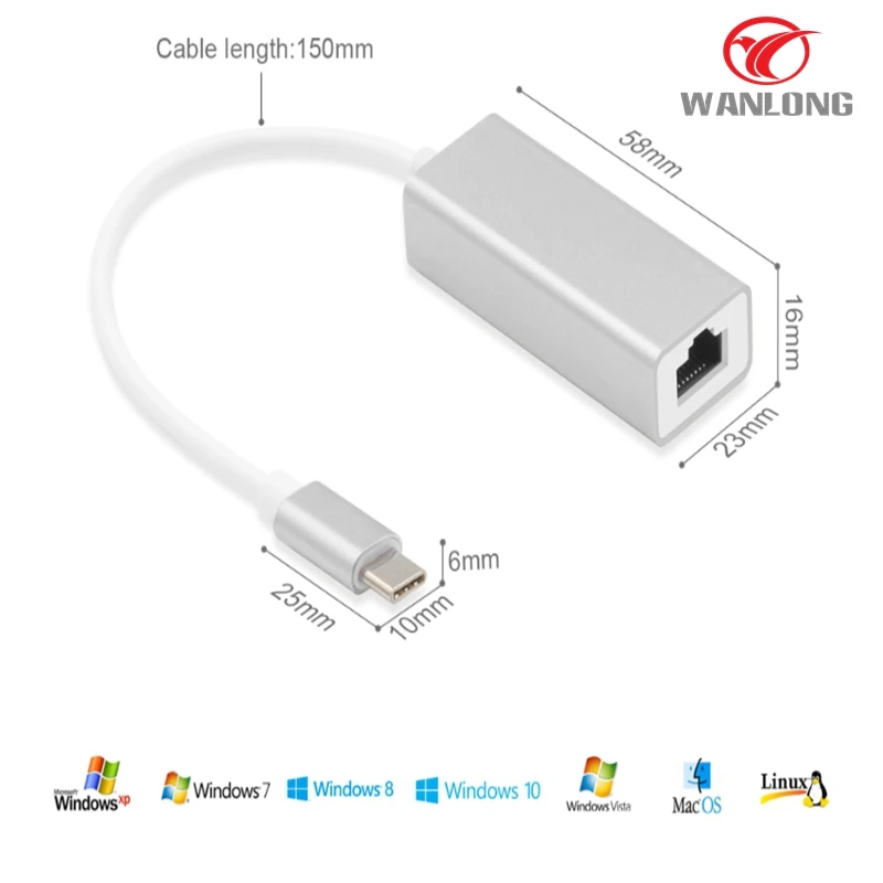 Тип C до Rj45 адаптер 3 * USB 0 Порты и разъёмы с worknet карты 1000Mbp/s сетевой проводной сети