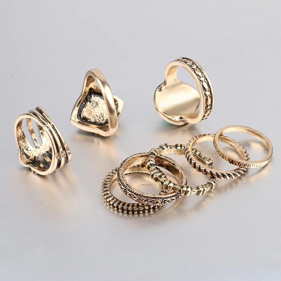 Роскошные кольца 8 шт./компл. богемные ювелирные изделия покрытые антикварным