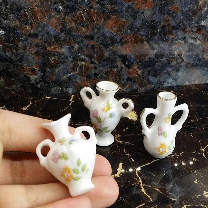 

A01-X302 children baby gift Toy 1:12 Dollhouse mini Furniture Miniature rement European Ceramic Vase 3pcs/set