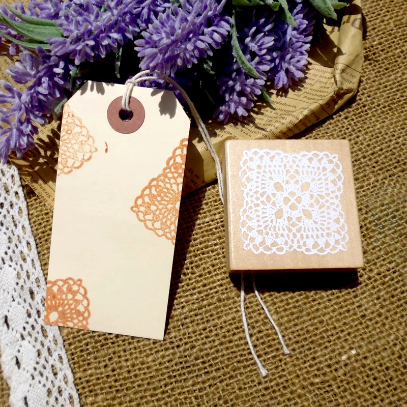 Новинка! (10 шт./лот) Прекрасный деревянный квадратный кружевной штамп Doily