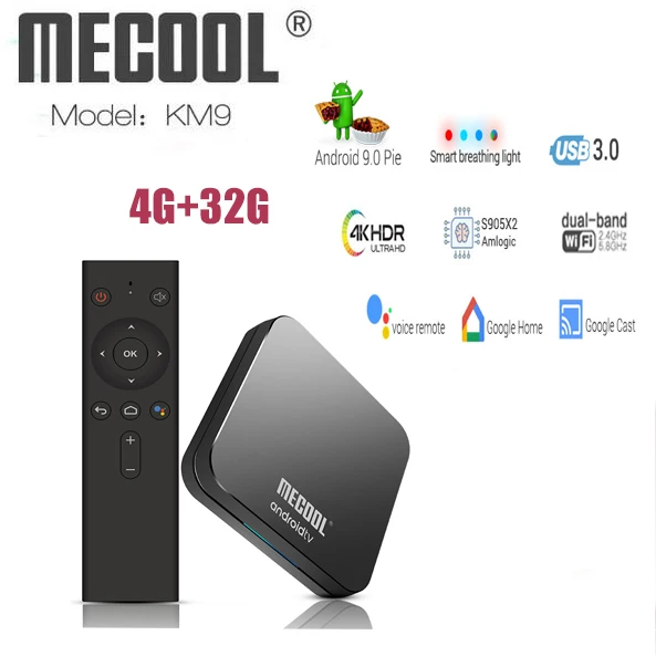 MECOOL 50 шт./лот KM9 ATV Android 9 0 Smart TV BOX Amlogic S905X2 Четырехъядерный 4G DDR4 32G EMMC ROM