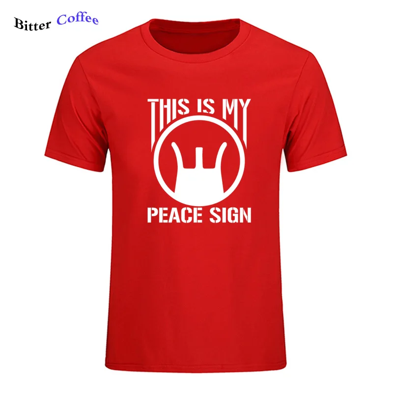 Мужская модная летняя футболка с надписью This Is My Peace облегающая Повседневная