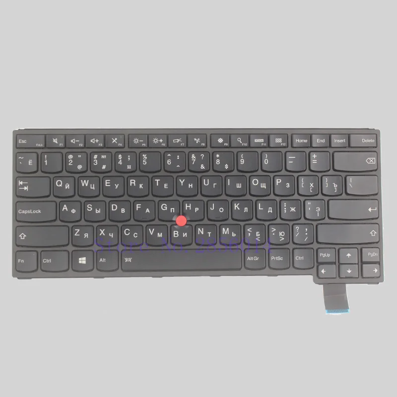 Russian Layout Keyboard for Lenovo Thinkpad S3 YOGA 14 RU Black with Frame and Red Pointing Stick Keyboard - Backlit image 2