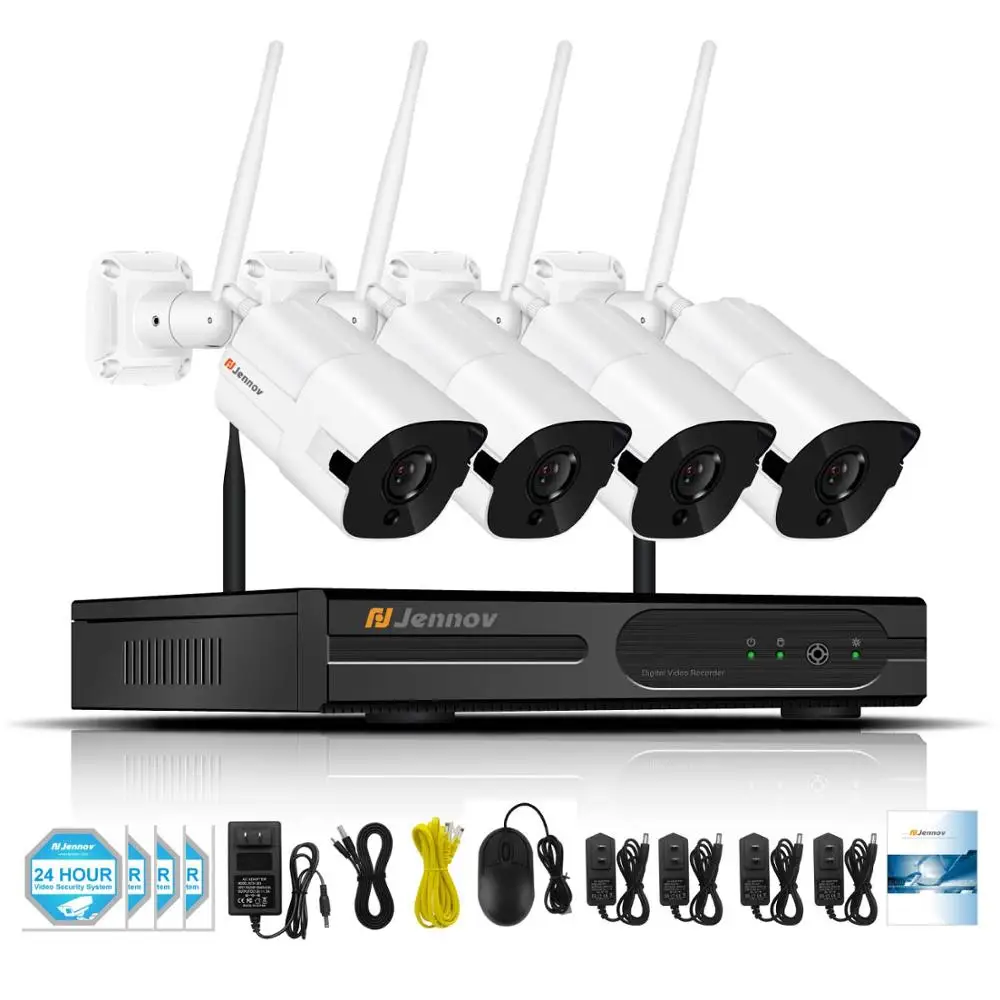Jennov HD 8CH Беспроводная NVR CCTV система 2MP 1080P уличная Водонепроницаемая WiFi ip-камера, Аудио запись, безопасность, видеонаблюдение, комплект - Цвет: 4 Pieces Cameras