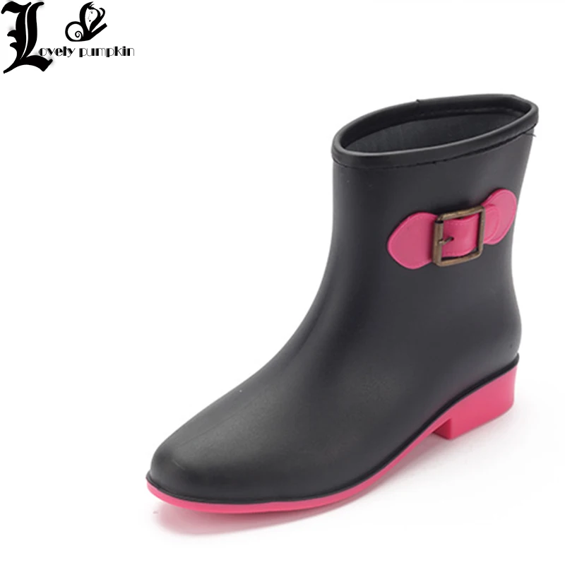 Новая Резиновая обувь Женские непромокаемые ботинки для девушек