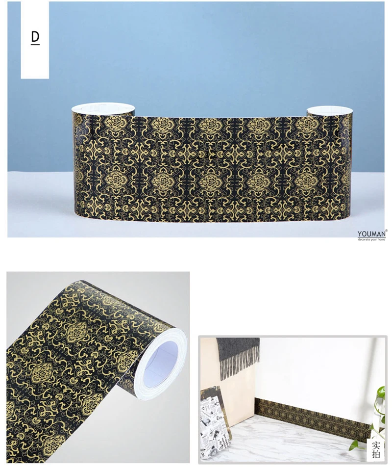 5M Bathroom PVC Self Adhesive Wallpaper Border Vinyl Waterproof Wall Stickers Waist Paste DIY Creative Waistline Tiles Borders