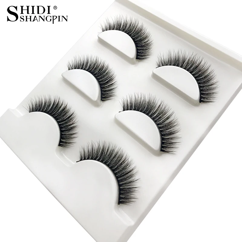 SHIDISHANGPIN 3d mink false lashes full strip 10mm eyelashes natural long eyelash extension 1 box 3 pairs X22 | Красота и здоровье