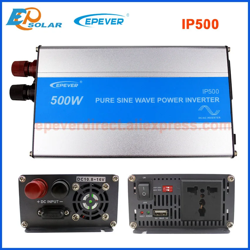 

Off grid Tie pure sine wave 500W inverter EPEVER IP500,12V DC to AC 110V 120V 220V 230V output AU/EU AC outlet optional