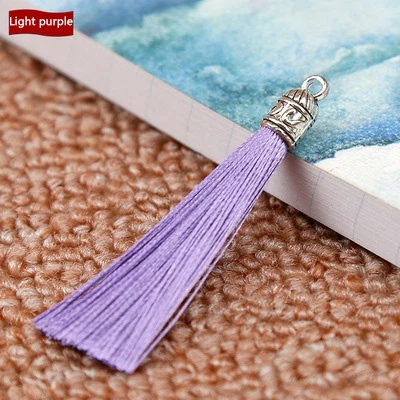 Light purple 10 шт./лот 6 см античные серебряные колпачки маленькие шелковые кисточки подвески для Сделай Сам одежда сумка серьги ювелирные изделия аксессуары фурнитура - Цвет: Light purple