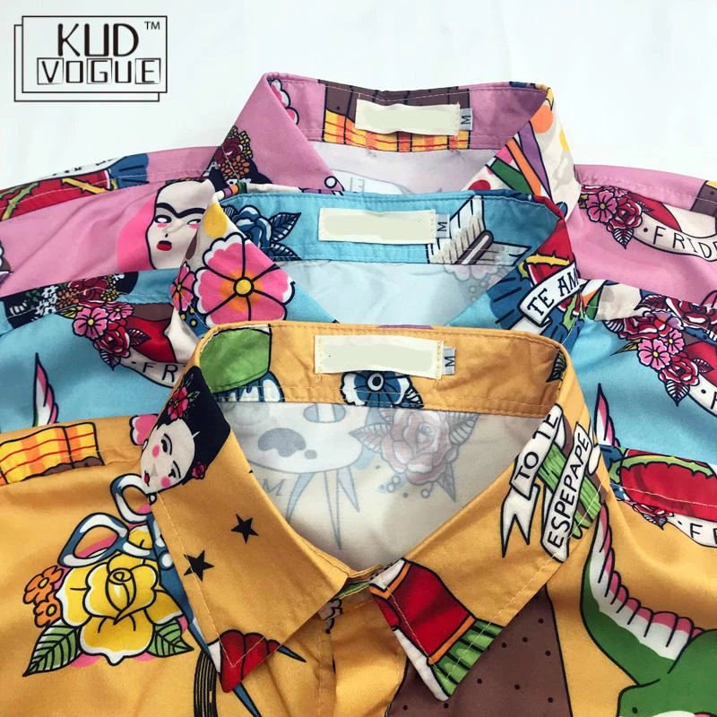 Гавайская Женская и мужская блузка с японским принтом рубашка коротким рукавом