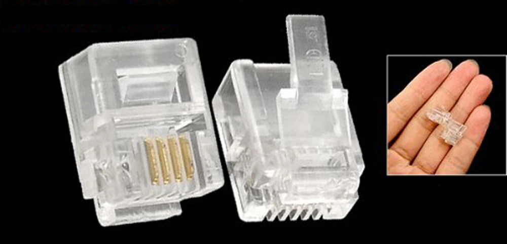 2015 горячая 4 шт 6P4C Pin RJ11 телефонный разъем прозрачный|connector rj11|connector jackconnector pin |