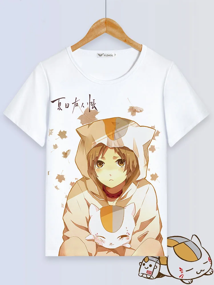 Футболка с изображением кошки Нацумэ аниме коротким рукавом | Мужская одежда