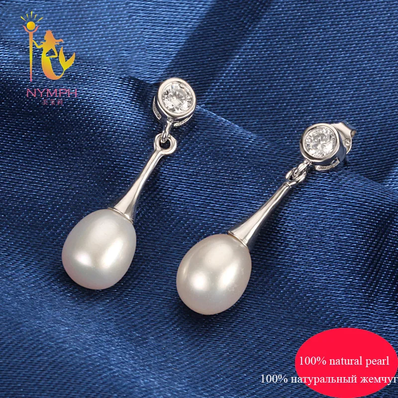 Женские серьги NYMPH из натурального жемчуга 8 9 мм модные на юбилей E1068|drop earrings|gifts for