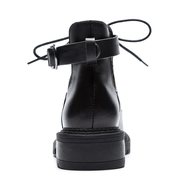 MLJUESE/женские ботильоны из коровьей кожи на шнуровке в стиле ретро низком каблуке