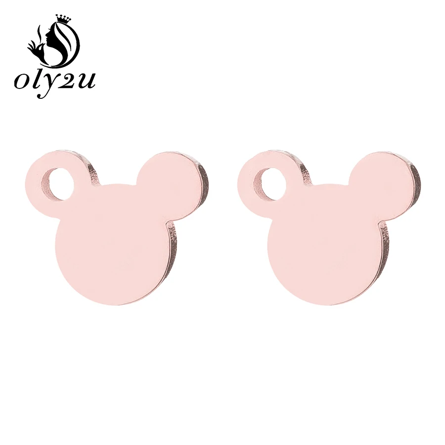 Rose Earrings Oly2u милые серьги-гвоздики с Микки Маусом для женщин, серьги-гвоздики из нержавеющей стали с мышкой, модные ювелирные изделия, серьги с маленькими животными - Окраска металла: Rose Earrings