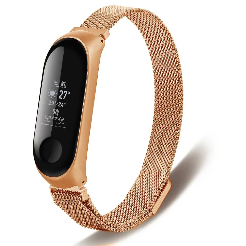 CX-Rose gold Для Xiaomi mi ремешок 3 ремешок из нержавеющей стали браслет mi lanese наручные mi band 3 металлический ремешок WITBON - Цвет ремешка: CX-Rose gold