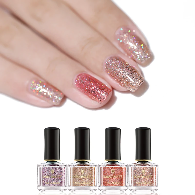 Лак для ногтей BORN PRETTY Rosy Gold лазерные блестящие хлопья Блестящий лак дизайна 6