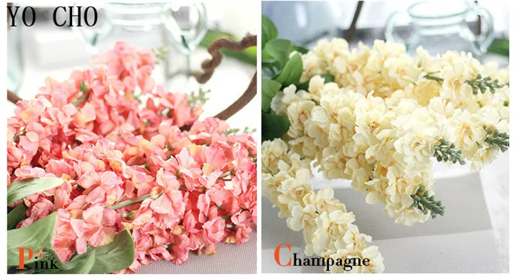 Йо Чо 3 браши Larkspur Hyacinth Snapdragon Искусственные цветы Свадебный подарок Шелковый Цветок День Рождения Вечеринка офис Декор