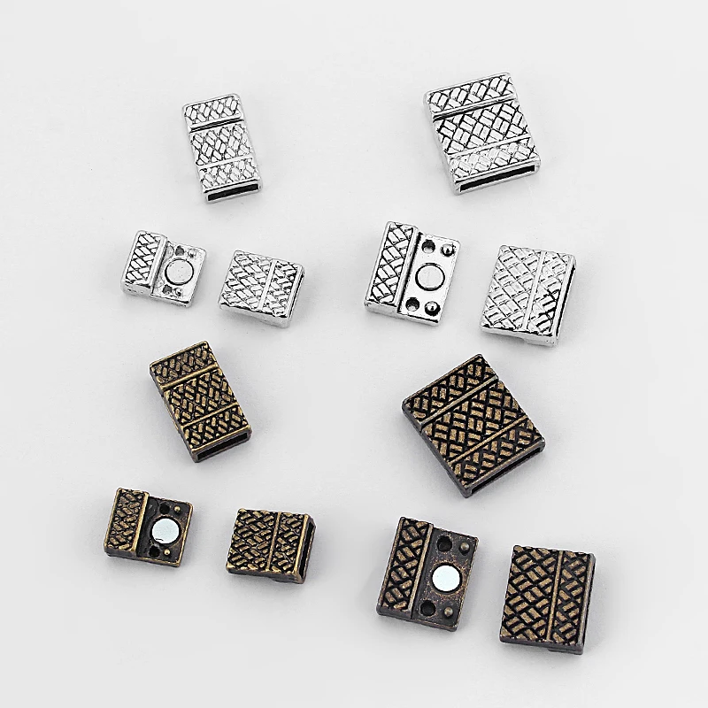 

5 Sets Magnetic Clasp Carved Small Lattice Fit 5mm 10mm 15mm Flat Leather Cord