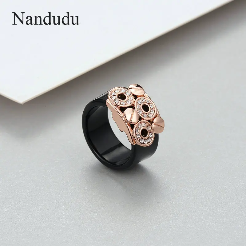 Nandudu модное черное кольцо акриловые и хрустальные кольца для Женщины Девушки