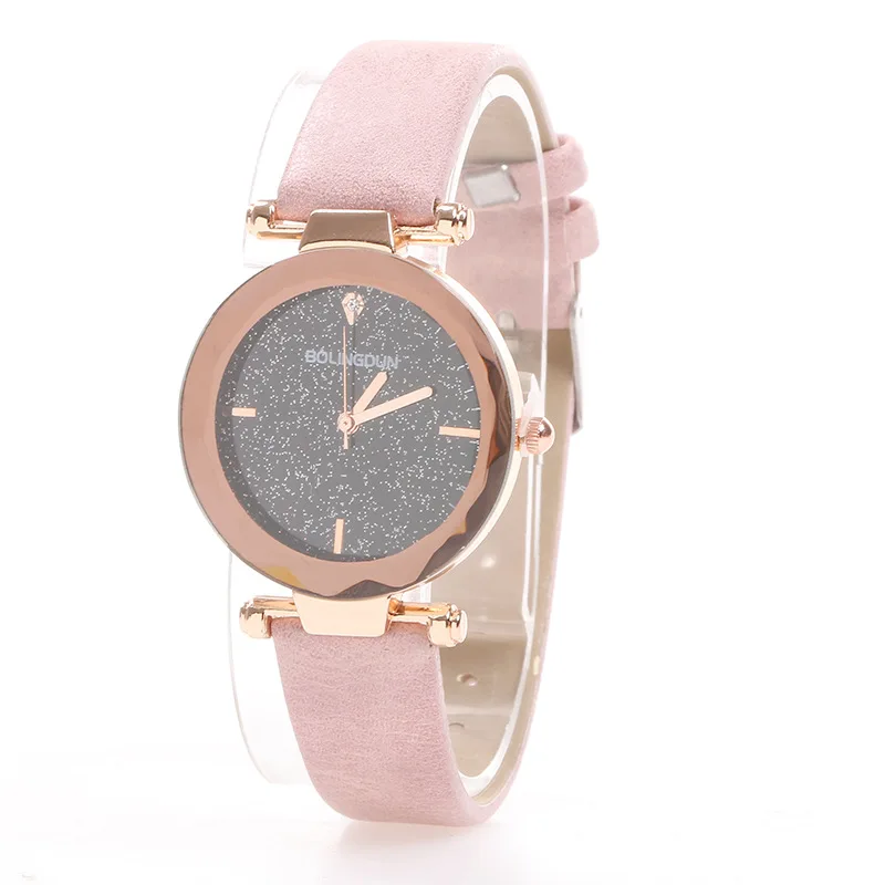 2020 Новая мода Звездное коричневого стекла часы с кожаным ремешком для женщин