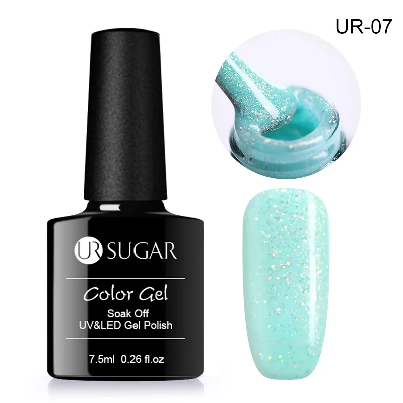 Iridescence 7 UR SUGAR 7.5ml Shimmer Glitter Gel Nail Polish Brown Pink Color Nail Art Gel Lacquer Soak Off UV Gel Varnish Matte Effect Gel - Цвет: Iridescence 7