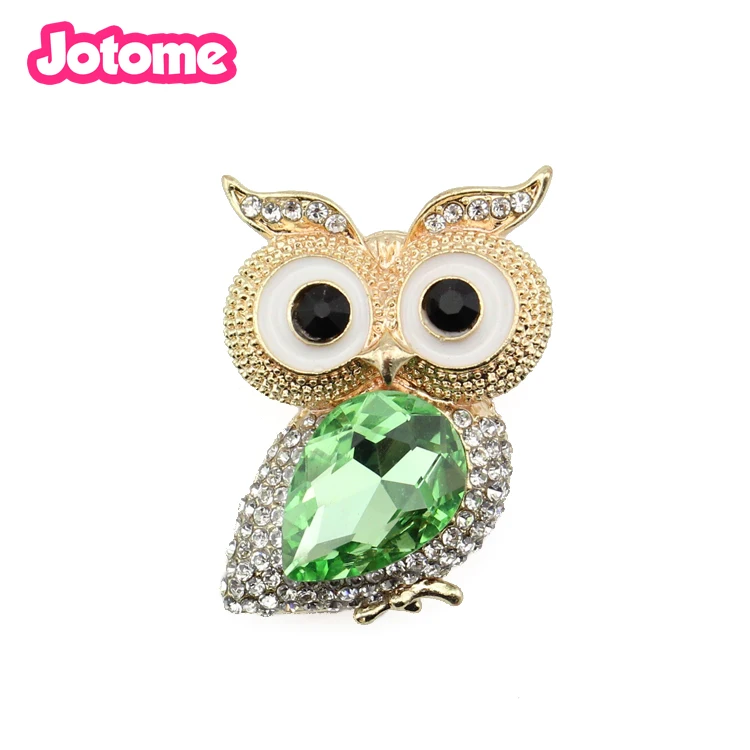 

20pcs/lot hot sell gold tone Rhinestone crystal owl animal Brooches for gift/party/dress decoration