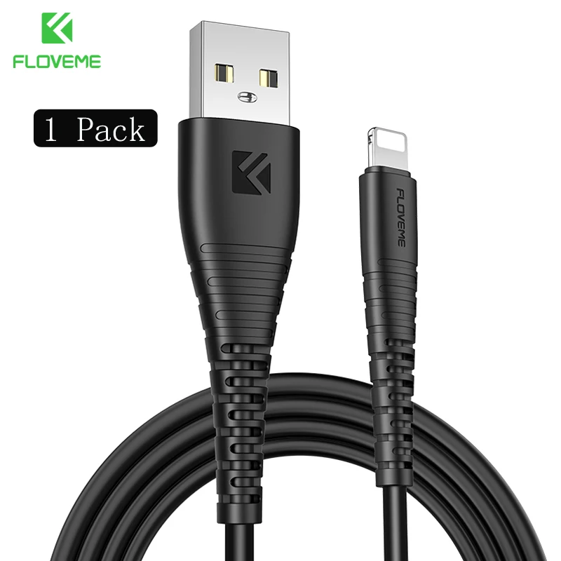 Floveздравствуйте Me Hi-Tensile USB кабель для Apple iPhone Xs XR X 8 7 6 6s Plus 5S SE зарядный кабель для зарядного устройства Lightning-USB для iphone xs max usb кабель зарядное устройство зарядка зарядка для айфона - Цвет: 1 Pack Black