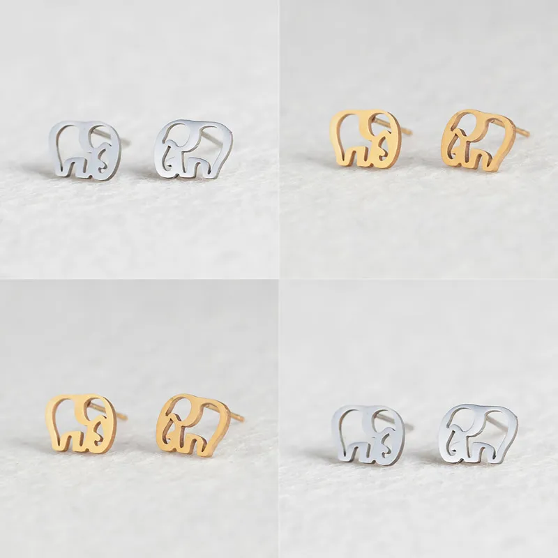 Нержавеющая сталь Стад серьги латунь ПОСТ Pin милый слон покрыло продавец пара