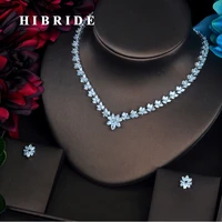 hibride brilliant clear full cubic zirconia women bride jewelry sets necklace set wedding accessories gifts wholesale n 426