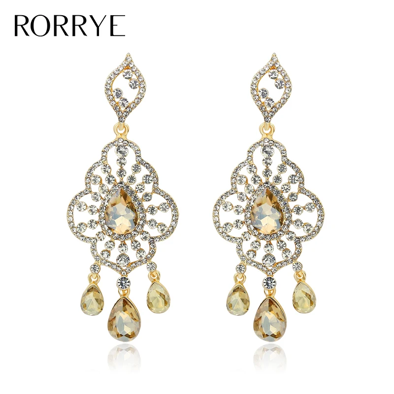 Мода Большое Заявление Серьги Для Женщин Роскошные Rhinestone Цветок Кисточкой