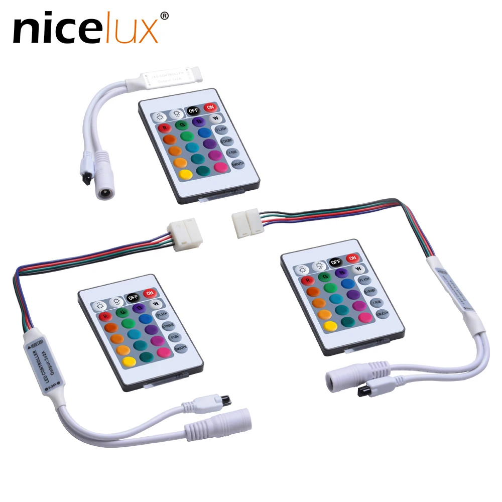 

DC12V Mini LED RGB Controller 24 Key IR Infrared Wireless Remote Controller for 5050 4pin 10mm RGB LED Strip Light
