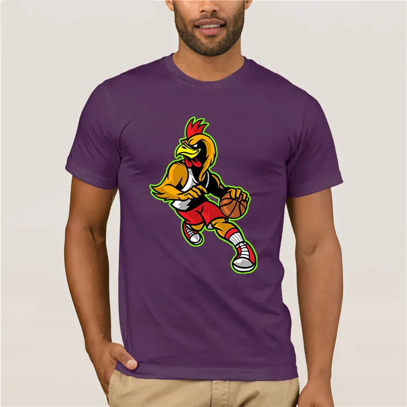 

2019 latest popular men's casual T-shirt Rooster Basketball Fun Men's Print Casual 100% Cotton T-Shirt Popular