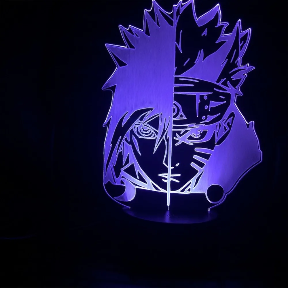 

Naruto Bandai Uzumaki Naruto Uchiha Sasuke 3D Night Light LED Table Lamp Action Figure Changing Decoration Gift Toys Lighting