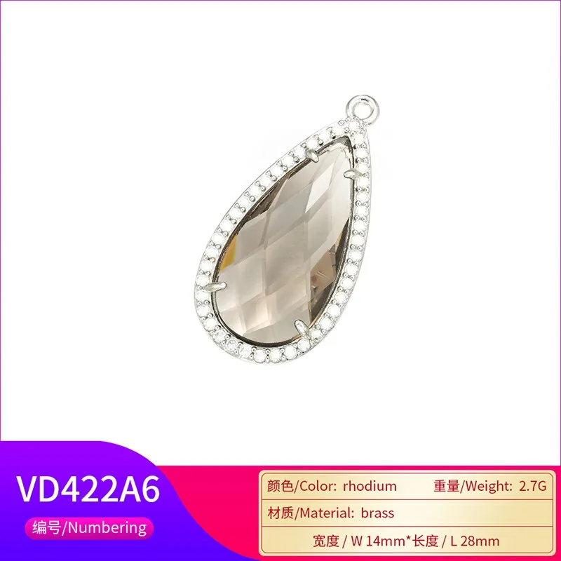 ZHUKOU 14*28 мм ручной работы латунь кубический цирконий капли воды подвески DIY ювелирные изделия браслет ожерелье аксессуары Модель: VD422 - Окраска металла: grey