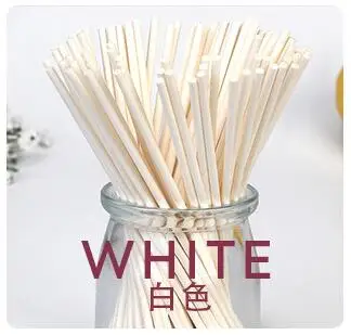 White 100 шт/партия цветные Пищевые Бумажные палочки для леденцов 10 см торты Поп палочки для конфет шоколадный сахарный полюс леденец палка GYH - Цвет: White