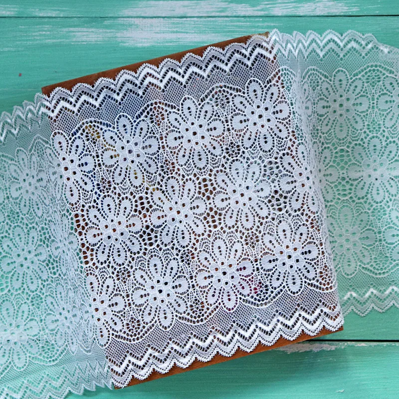 2Yards Daisy Flowers White Lace Trim Ribbon Embroidered Elastic Fabric DIY Crafts Sewing Accessories Wedding Hair Garments | Дом и сад