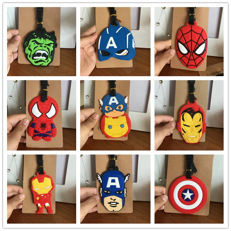 Силикагель багажные бирки Marvel Comics Капитан Халк Человек-паук багажные бирки Чемодан Адрес Этикетка держатель туристические аксессуары
