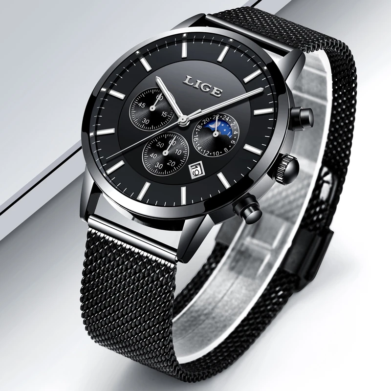 2018 LIGE Mens Watch Top Brand Luxury Business Chronograph Male Creative Quartz Men Fashion Sport Relogio Masculino | Наручные часы