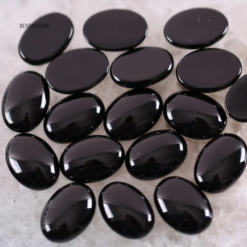 Black Onyx 20x15 мм кабошон овальные бусины из натурального камня разноцветные камни для изготовления ювелирных изделий ожерелье кулон браслет серьги 5 шт. K1500 - Цвет: Black Onyx