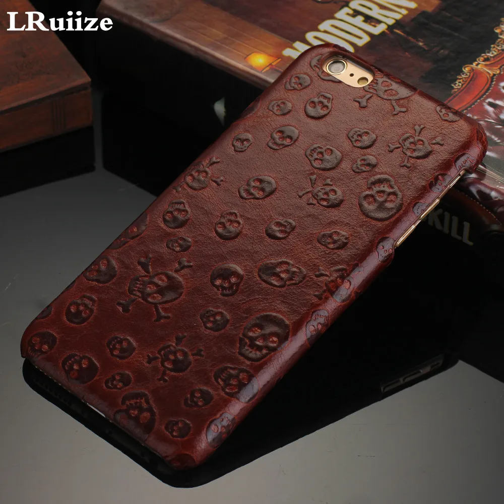 LRuiize натуральная коровья кожа Тонкий чехол для iPhone 8 7 6s/Plus 5S SE 3D чехол Ужасы пираты черепа чехол для телефона s
